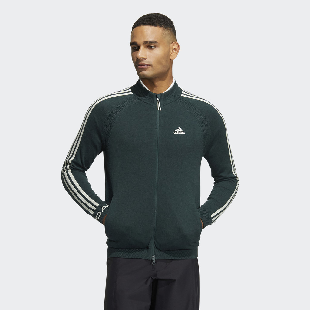 Adidas Đánh gôn Áo Len Dài Tay 3 Sọc Nam màu xanh lá HP1995