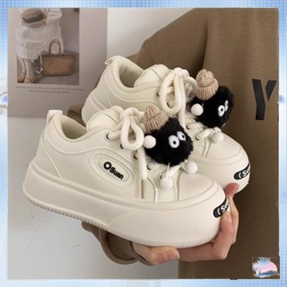 Giày trắng mũi to dễ thương xấu xí Giày bánh mì mũi tròn đế dày