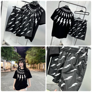  T Bộ Đồ Nam Nữ Hình Tia Sét Kiểu Cách Mới Cực Phong Cách - Bộ Quần Áo Nam Nữ Hot Hit 2025 