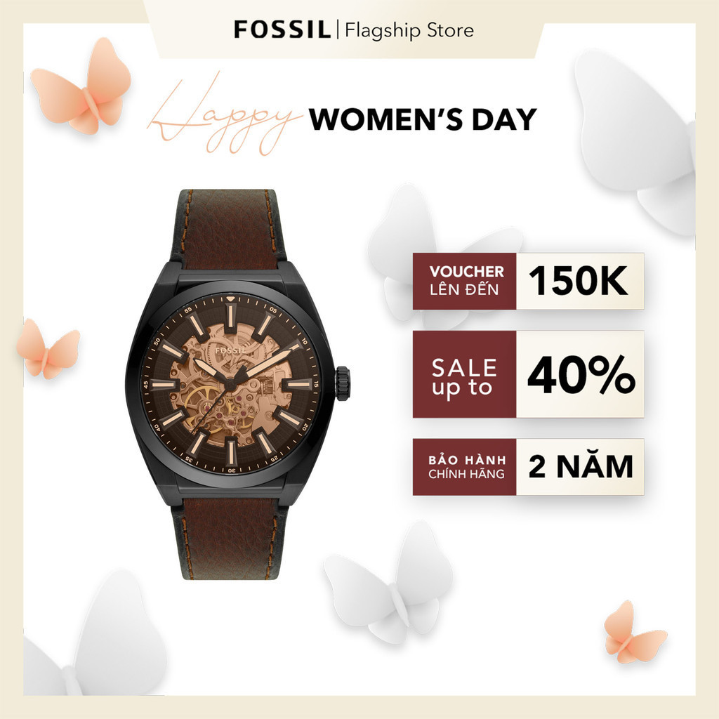 Đồng hồ nam Fossil EVERETT ME3207 dây da - màu nâu