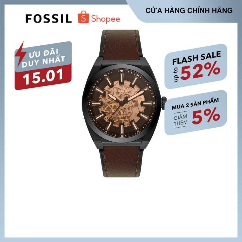 Đồng hồ nam Fossil EVERETT ME3207 dây da - màu nâu