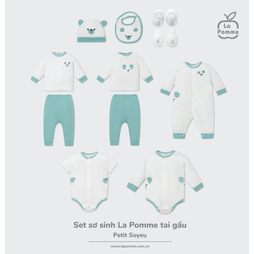La pomme set sơ sinh La pomme tai gấu - Xanh