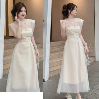 Váy Trắng Dáng Dài Tiểu Thư Sang Trọng MELLYSTORE,Chất Liệu Vải Tơ Cao Cấp Nhiều Màu Đẹp Quyến Rũ, Hàng Thiết Kế A22