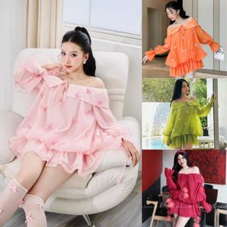 Đầm trễ Vai Bánh Bèo MELLYSTORE Váy Bánh Bèo Nhiều Màu Chất Liệu Tơ Nến Cao Cấp Đẹp Quyến Rũ ,Sang Trọng - Đầm Thiết Kế