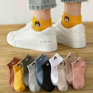Đôi Vớ Tất Gấu Cổ Ngắn Kèm Túi Rút Đựng Mềm Mịn TAH, Chất Liệu Vải Cotton Êm Chân Thoáng Mát