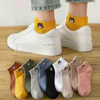 Set 10 Đôi Vớ Tất Gấu Cổ Ngắn Sermala Kèm Túi Rút Đựng Mềm Mịn TAH, Chất Liệu Vải Cotton Êm Chân Thoáng Mát