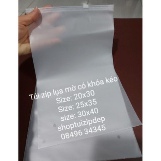 Túi zip lụa mờ có khóa kéo nhiều size