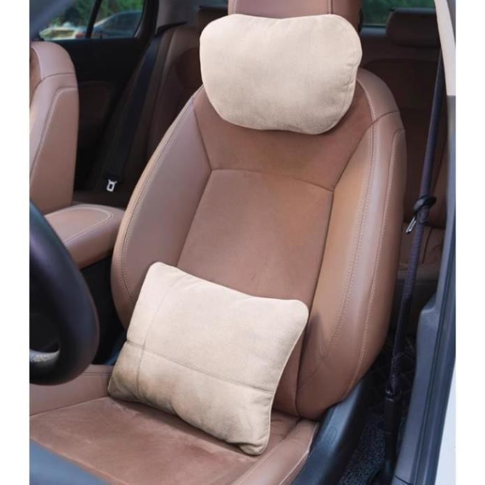 Gối tựa đầu,tựa lưng ô tô chất liệu vải da lộn kiểu dáng Mercedes cao cấp chống đau cổ đau lưng, mỏi vai gáy trên xe hơi | BigBuy360 - bigbuy360.vn