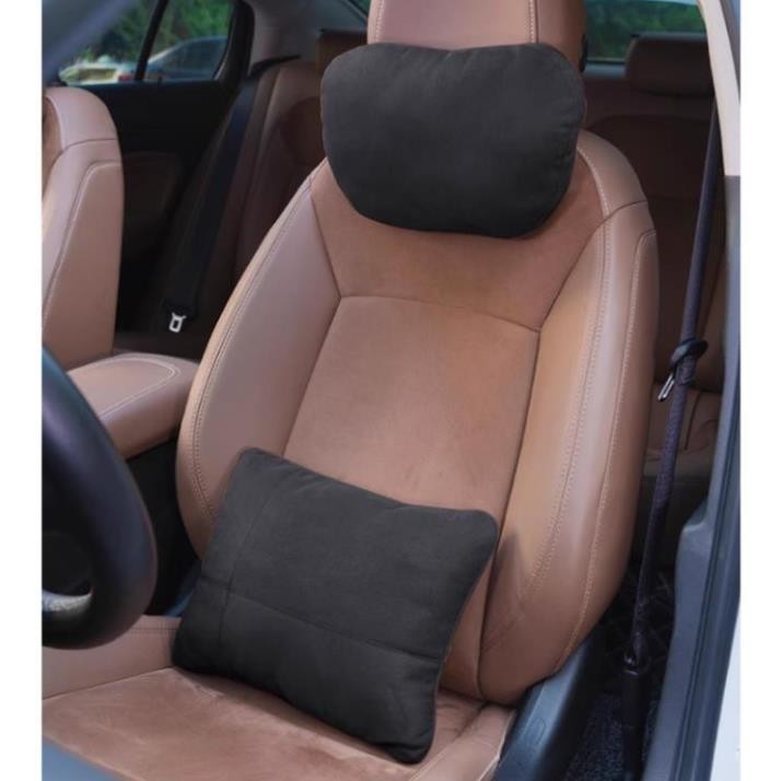 Gối tựa đầu,tựa lưng ô tô chất liệu vải da lộn kiểu dáng Mercedes cao cấp chống đau cổ đau lưng, mỏi vai gáy trên xe hơi | BigBuy360 - bigbuy360.vn