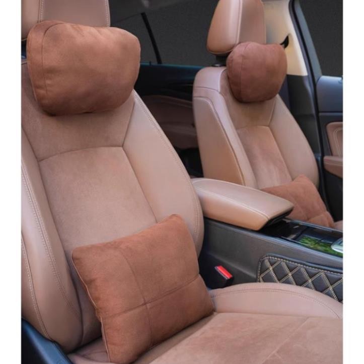 Gối tựa đầu,tựa lưng ô tô chất liệu vải da lộn kiểu dáng Mercedes cao cấp chống đau cổ đau lưng, mỏi vai gáy trên xe hơi | BigBuy360 - bigbuy360.vn