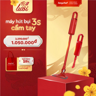 Máy Hút Bụi cầm tay 3S Lazychef LC-01HB, Lực Hút 15.000PA  - 2 Đầu Hút Chuyên Dụng, dây khá dài 5 Mét