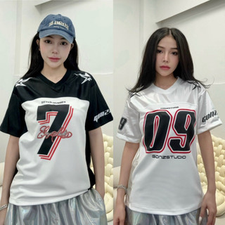 Áo Thun Nữ Số 7 Số 09 Top Baby Tee Cổ Tim Chất Liệu Thun Thoáng Mát Phong Cách Thể Thao 2024 H35