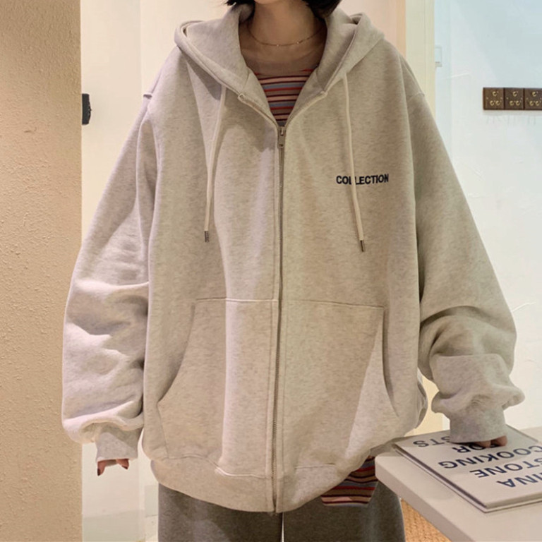 Áo khoác nữ form rộng hoodie zip, áo hoodie nữ khoác ngoài kéo khóa zip nỉ bông mùa đông hàn quốc unisex H27 | BigBuy360 - bigbuy360.vn