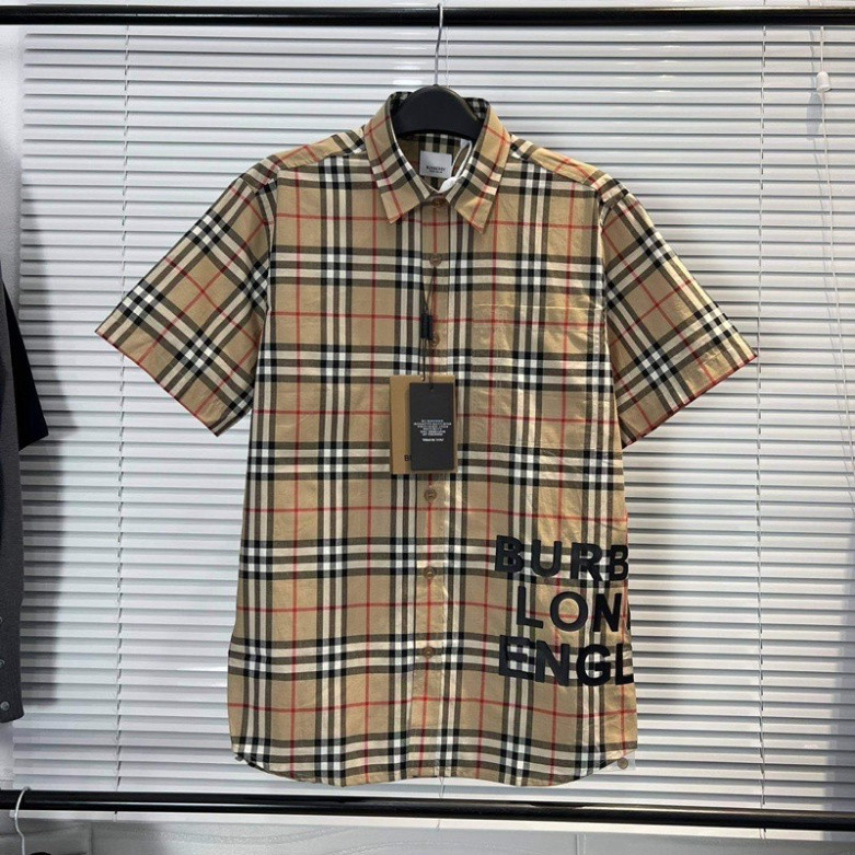 Áo sơ mi cộc tay BURBERRY Kẻ Caro Nam Nữ Cao Cấp Chất Vải Cotton Mềm Mại Thoải Mái
