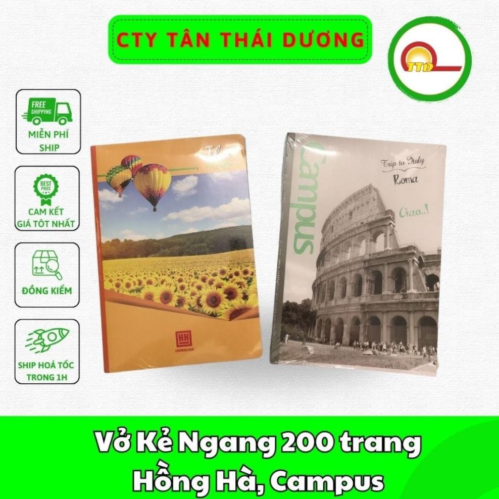 Vở Kẻ Ngang 200 trang Hồng Hà, Campus, Vở Học Sinh - Giao màu ngẫu nhiên