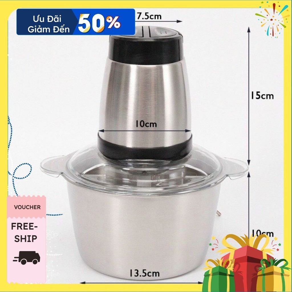 Máy Xay Thịt Chính Hãng Cối Inox 304 4 Lưỡi Đa Năng Công Suất 2500w, Cối Xay Thực Phẩm Bear Cầm Tay Siêu Khỏe A29.