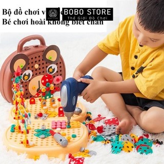 Bộ đồ chơi kỹ sư lắp ráp kèm khoan điện - Bộ đồ chơi kỹ sư BOBO Store Cho bé từ 3 Tuổi Hình Động Vật