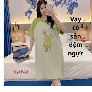 Váy suông, Đầm suông phom rộng tay lỡ dáng dài có đệm ngực chất thun thái cao cấp thấm hút mồ hôi RaNa Fashion