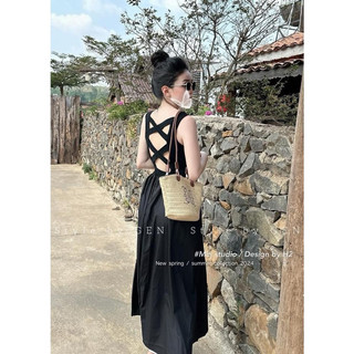 VÁY DÍP ĐAN LƯNG SAU MÀU ĐEN NỮ HOT