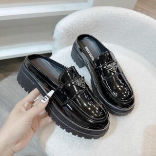 Giày Lười Nữ Prada Kiểu Dáng Thời Trang, Sục Da Bóng Đế Cao 5cm MF-002