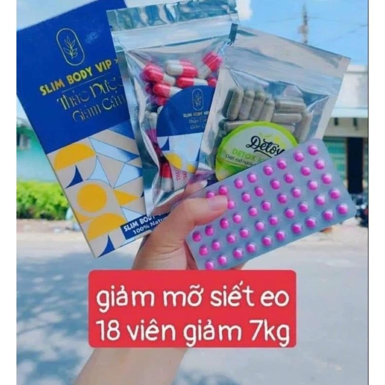 Combo Giảm cân Slim Body Vip X3 Siêu Mạnh tặng kèm detox khử mỡ