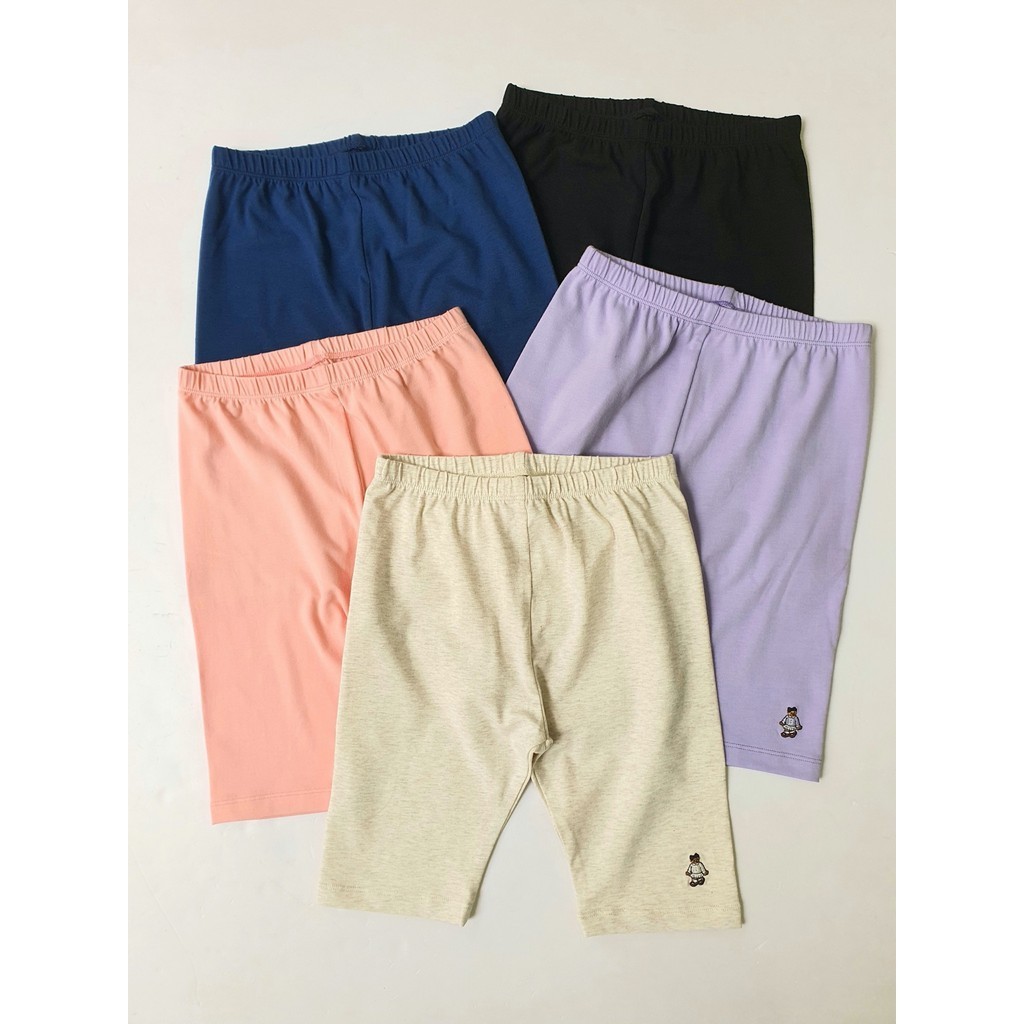 Quần legging đùi Bee Mon thêu gấu trơn nhiều màu BG size 120-160