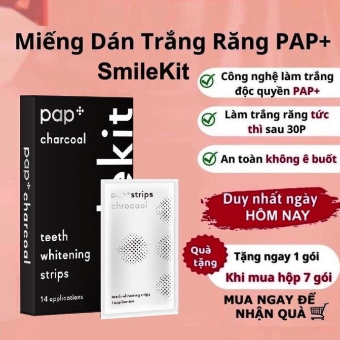 Miếng Dán Trắng Răng Than Tre SmileKit Công nghệ PAP+ Giúp Làm Trắng Răng Chỉ Sau 1 Lần Sử Dụng