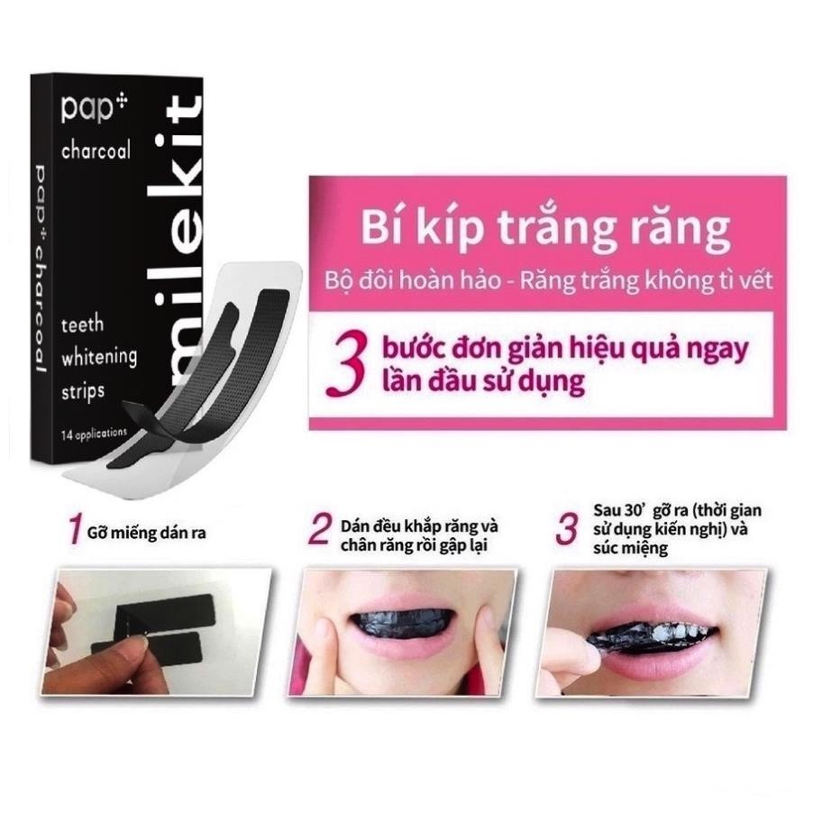 Miếng Dán Trắng Răng Than Tre SmileKit Công nghệ PAP+ Giúp Làm Trắng Răng Chỉ Sau 1 Lần Sử Dụng