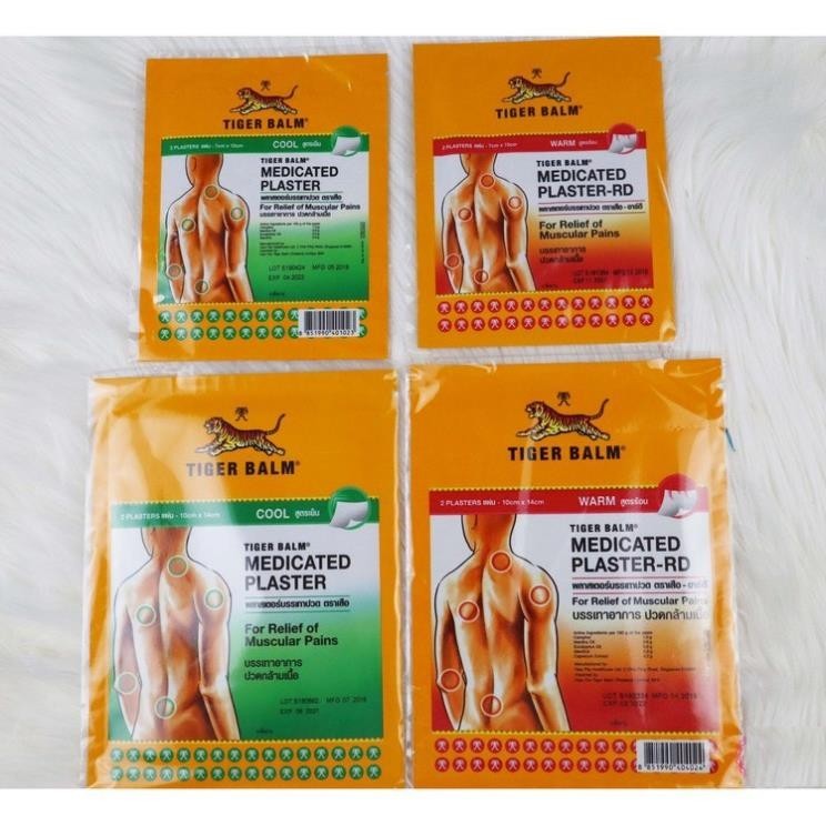 Tiger Balm Medicated Plaster-Cool & Warm - Miếng dán đau lưng nhức mỏi Tiger Balm Thái Lan