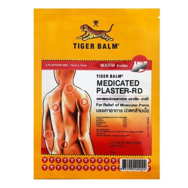Tiger Balm Medicated Plaster-Cool & Warm - Miếng dán đau lưng nhức mỏi Tiger Balm Thái Lan