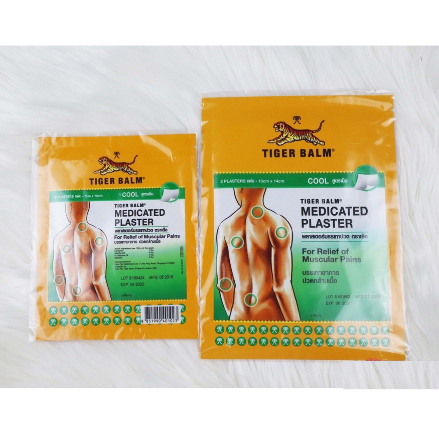 Tiger Balm Medicated Plaster-Cool & Warm - Miếng dán đau lưng nhức mỏi Tiger Balm Thái Lan