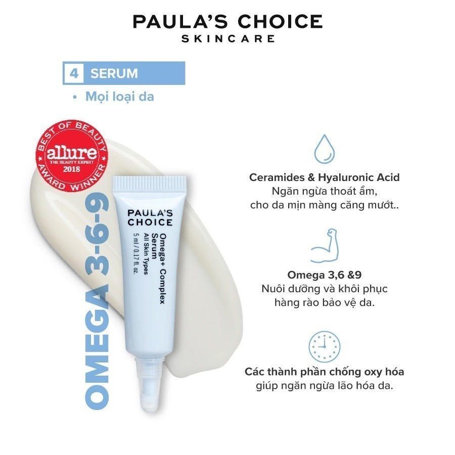 Tinh chất phức hợp trẻ hóa và thức tỉnh làn da tối ưu Paula’s Choice Resist Omega + Complex Serum 5ml 2137