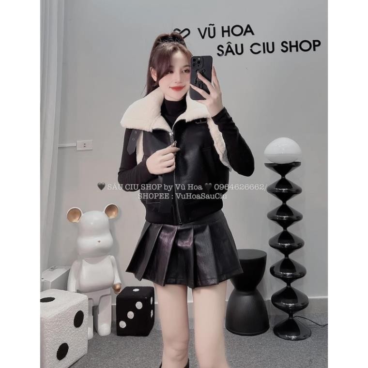 Áo Gile Da Lót Lông Dáng ngắn hot trend 2023 Chuẩn hàng QCCC h