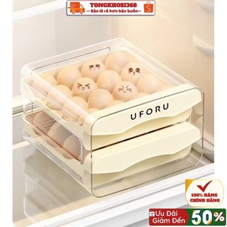Hộp đựng trứng để tủ lạnh chất liệu Nhựa PET trong suốt không mùi an toàn 2 khay trứng 32 quả tiện lợi...