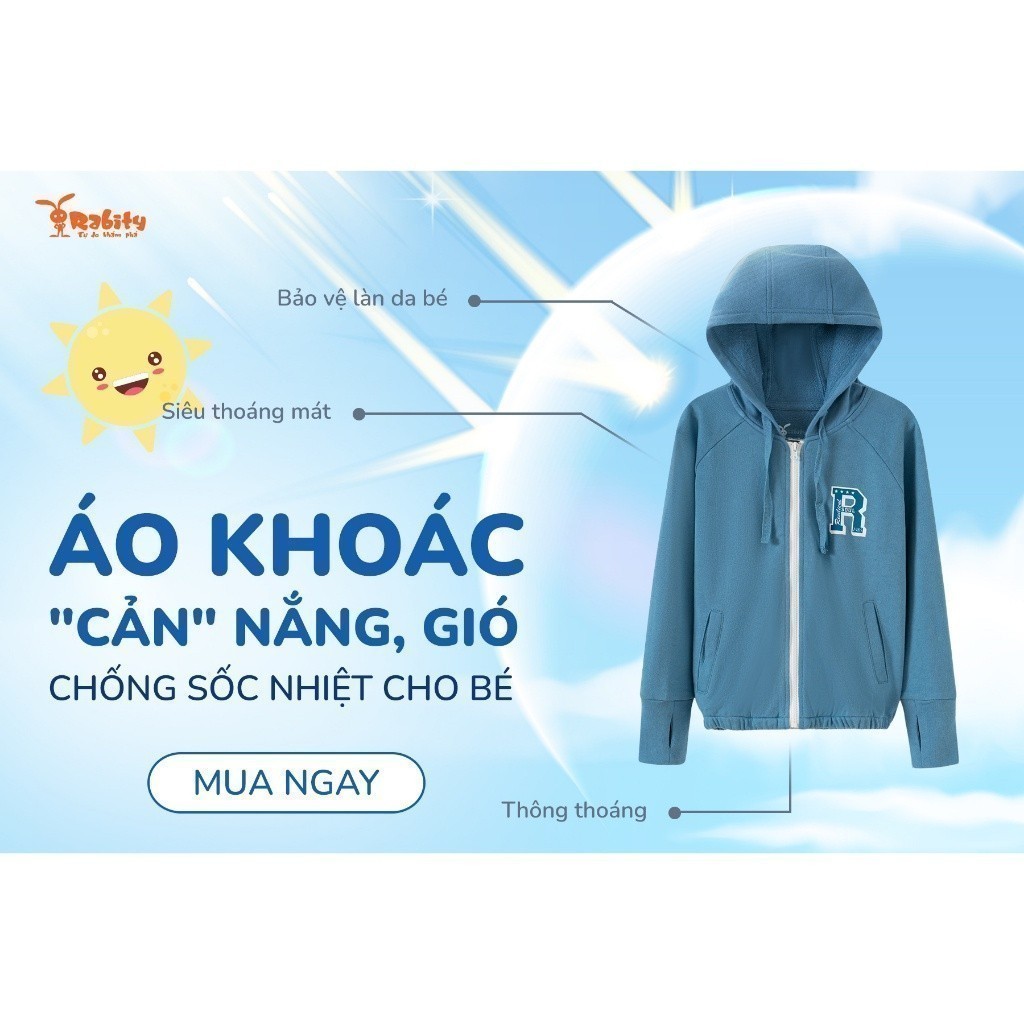 Áo khoác chống nắng bé trai bé gái Rabity áo khoác gió  cho bé đi học cao cấp cho bé 92912