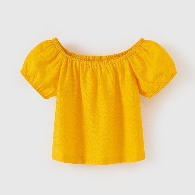 Áo thun kiểu ngắn tay bé gái Rabity áo thô tay bo chun chất cotton mềm mát cho trẻ em 93058