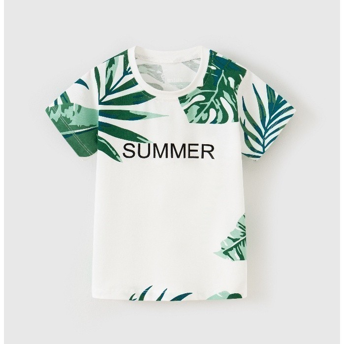 Áo thun ngắn tay bé trai Rabity áo cotton thấm hút mồ hôi áo mùa hè cho bé 93078