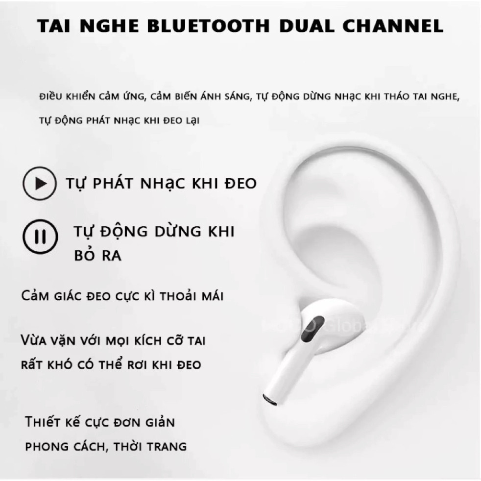 Tai Nghe Bluetooth Không Dây Nhét Tai Chống Nước Giảm Tiếng Ồn Có Mic cảm ứng thông minh PRO4 HTH TECHNOLOGICAL HOT