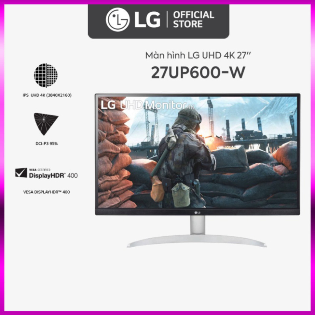 Màn Hình LG 27UP600-W 27'' 4K UHD IPS VESA DisplayHDR™ 400 - Hàng Chính Hãng sale sốc