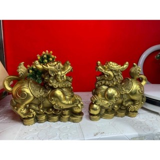 Cặp Tỳ Hưu Như Ý Cỡ Lớn bằng đồng vật phẩm phong thuỷ Trang trí trưng bày ban thờ thần tài Quà tặng