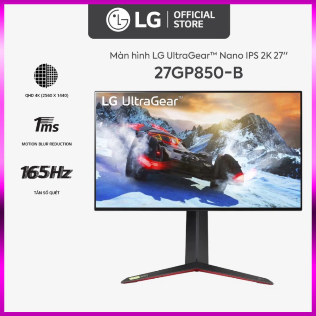 Màn Hình LG UltraGear 27GP850-B 27" QHD Nano IPS 1ms 165Hz HDR G-SYNC® sale sốc