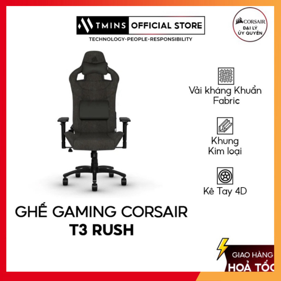 Ghế gaming Corsair T3 RUSH (hàng chính hãng) - giảm giá kịch sàn