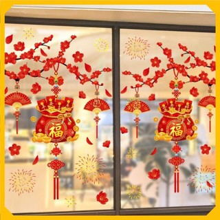 Decal tết, Tranh dán tết 2023 decal tĩnh điện dán kính