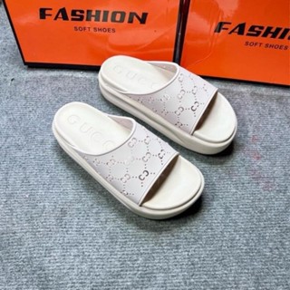 Dép Bánh Mì Gucci Quai Ngang tổ ong Đế Bằng Cao 5cm Chống Nước đi êm rẻ vô