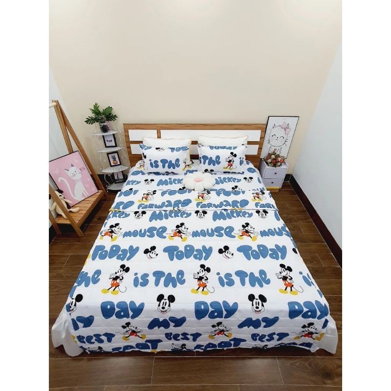 Bộ Ga gối 1m5x2m,1m6x2m micky tím đậm _chuyengagoigiaxuong