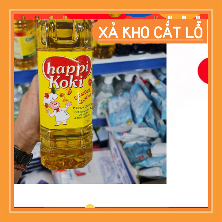 (Hỏa tốc) Dầu ăn cao cấp Happy Koki chai 1 lít