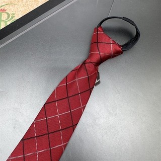 Cà vạt nam mẫu thắt sẵn dây kéo bản nhỏ 6cm màu đỏ caro