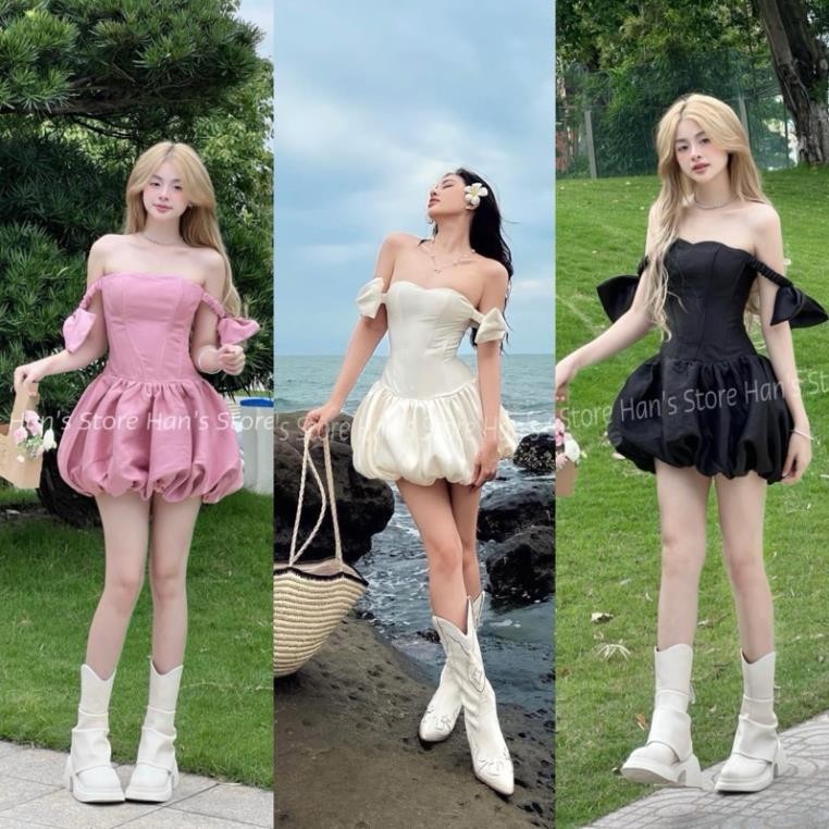 Váy Nữ, Váy Cotton Đen Bèo Tơ Cá Tính Phong Cách Tiểu Thư Siêu Xinh | BigBuy360 - bigbuy360.vn