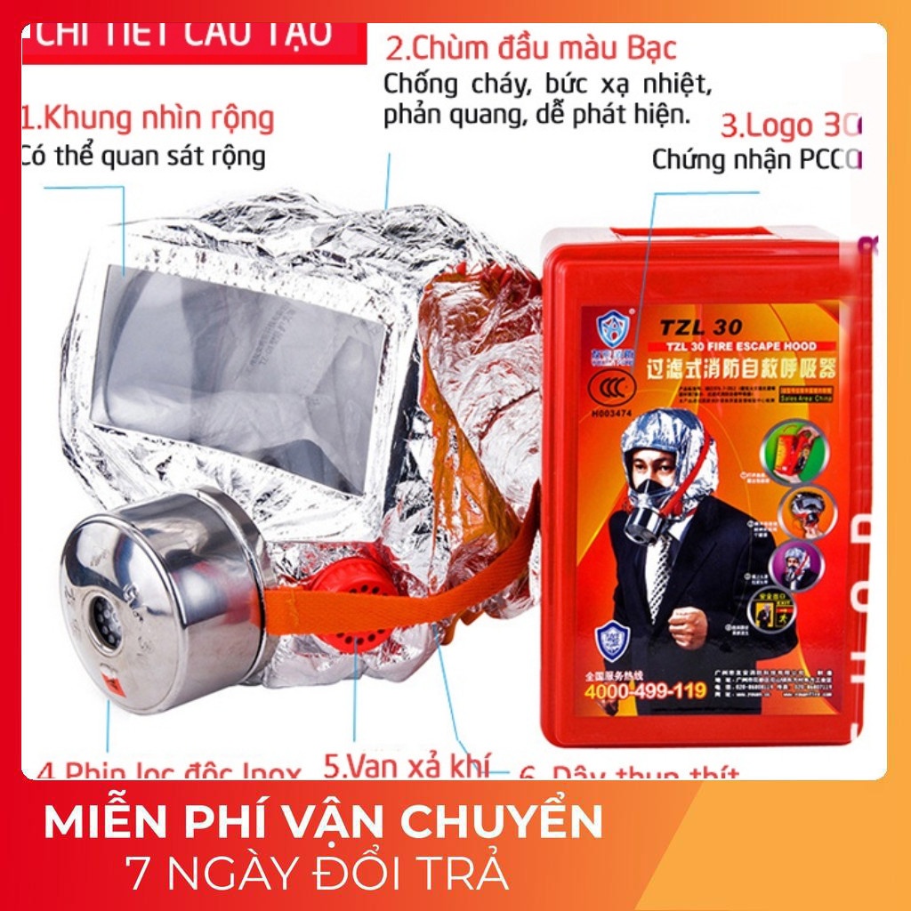 MẶT NẠ PHÒNG KHÓI THOÁT HIỂM KHẨN CẤP , PHÒNG CHÁY CHỮA CHÁY (HÀNG CHÍNH HÃNG CAO CẤP)