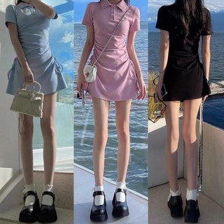 ! Đầm Polo Body Dây Rút Hông Cộc Tay Dáng Ôm 3 Màu VA02 ok